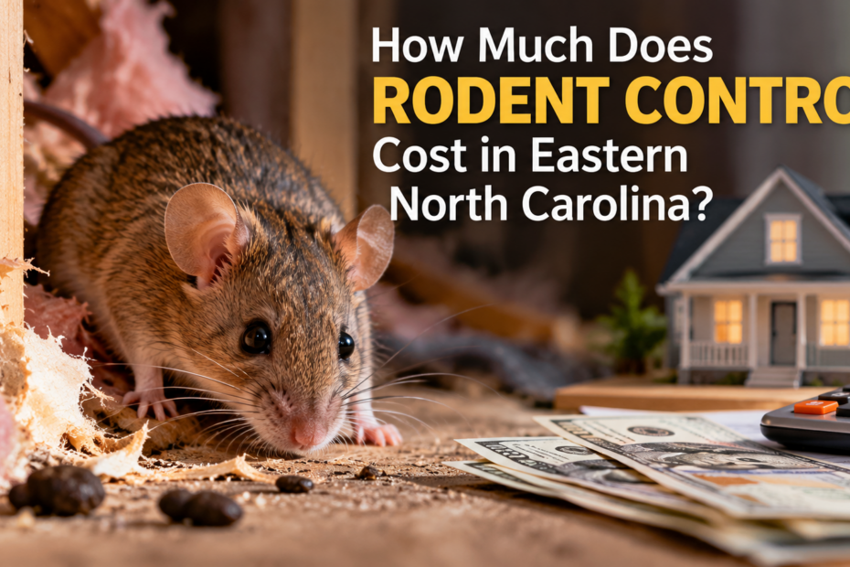 Mouse in an Eastern North Carolina home illustrating rodent control costs, exclusion, and professional mouse and rat control services.