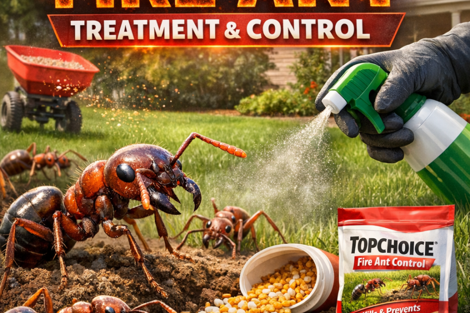 Fire Ants illustration for Fire Ant Treatment and Fire Ant Control: Baits, Pesticides, Topchoice Yard